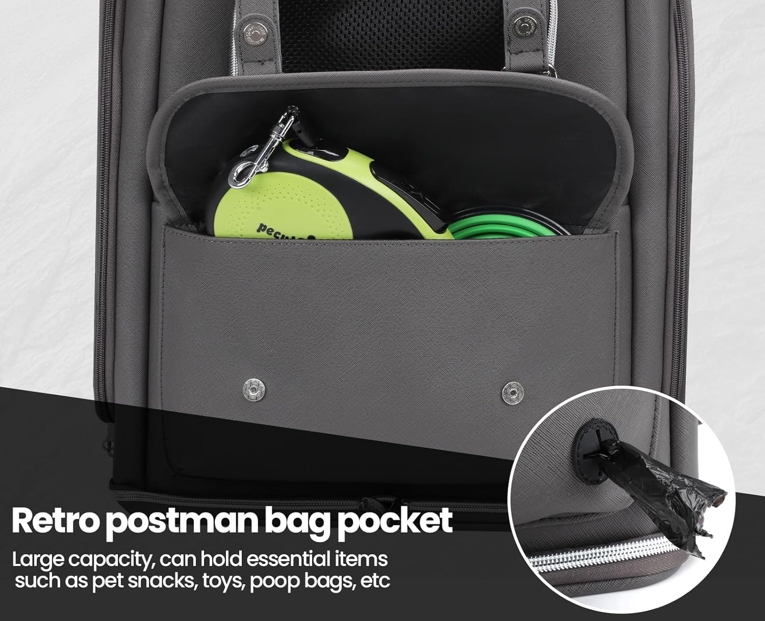 Pecute Cat Backpack Carrier,Anti-Gravity 30% Energy Saving, Dog Backpack with Waterproof PU Leather, Cat Carrier for Small Dog,Suitable for Climbing, Hiking, Traveling, Gray - Image 8