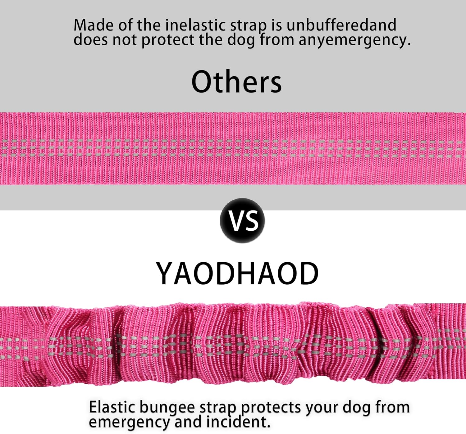 YAOHDAO Dog Seat Belt Harness for Car, Restraint Adjustable with Elastic Bungee Buffer Headrest for Vehicle, 360° Swivel Carabiner Nylon Pet Safety Seat Belts Heavy Duty Car Harness for Dogs Rosy Red - Image 6