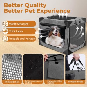 Dog Crate, Collapsible Soft Travel Crate for Large Dogs (3 Year Warranty), Indoor & Outdoor Portable Pet Kennel with Chew-Proof Mesh Window (Dark Gray, 36″ L x 25″ W x 25″ H) ﻿