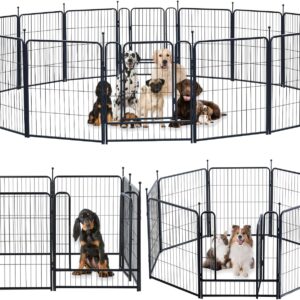 Dog Playpen Portable Outdoor Dog Fence, Dog Playpen for Large/Medium/Small Dogs, Dog Fences for The Yard with Doors Foldable Metal