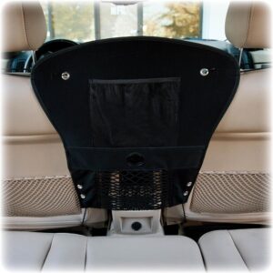 K&H Pet Products Dog Car Net, Pet Travel Safety Barrier, Auto Safety Organizer with Pocket & Mesh Vent Cover for Cars and SUV's, Car Divider for Safer Driving, Universal Bungee Cord Fit - 23 X 24in