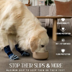 DOK TigerToes Premium Non-Slip Dog Socks for Hardwood Floors – Extra-Thick Grip That Works Even When Twisted – Prevents Licking, Slipping, and Great for Dog Paw Protection (Breezy Blue, Medium)