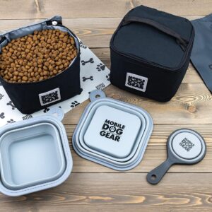 Mobile Dog Gear Large Collapsible Dog Water Bowls for Travel (Set of 2, 5 Cups Each) – Portable Foldable Bowl for Feeding Pets, Cats & Dogs – Easy to Clean Silicone Dish, Great for Camping & Traveling