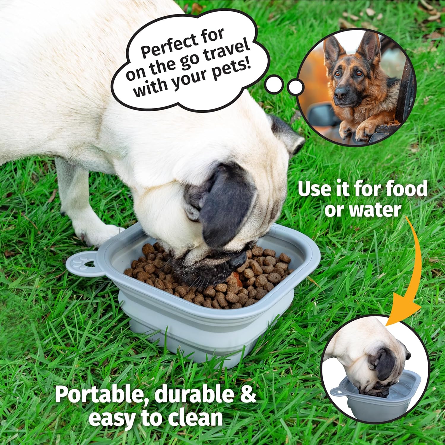 Mobile Dog Gear Large Collapsible Dog Water Bowls for Travel (Set of 2, 5 Cups Each) - Portable Foldable Bowl for Feeding Pets, Cats & Dogs - Easy to Clean Silicone Dish, Great for Camping & Traveling - Image 7