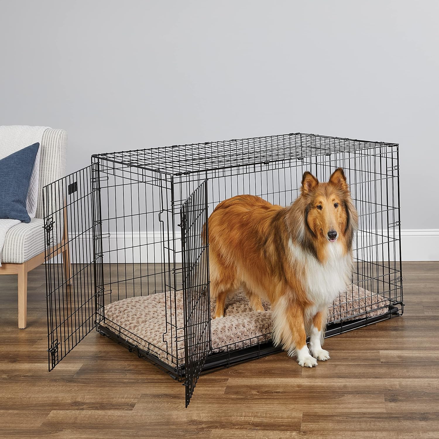 MidWest Homes for Pets 48-Inch Two-Door iCrate Folding Dog Crate with Divider Panel, Leak-Proof Tray & Secure Latches – Metal Wire Kennel for XL Breeds – Portable, Durable & Easy to Assemble - Image 2