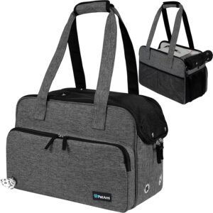 PetAmi Small Dog Purse Carrier, Soft-Sided Pet Carrier Bag with Pockets, Portable Puppy Cat Travel Handbag Tote, Airline Approved Breathable Mesh, Poop Bag Dispenser, Sherpa Bed, Max 18 lbs, Dark Gray