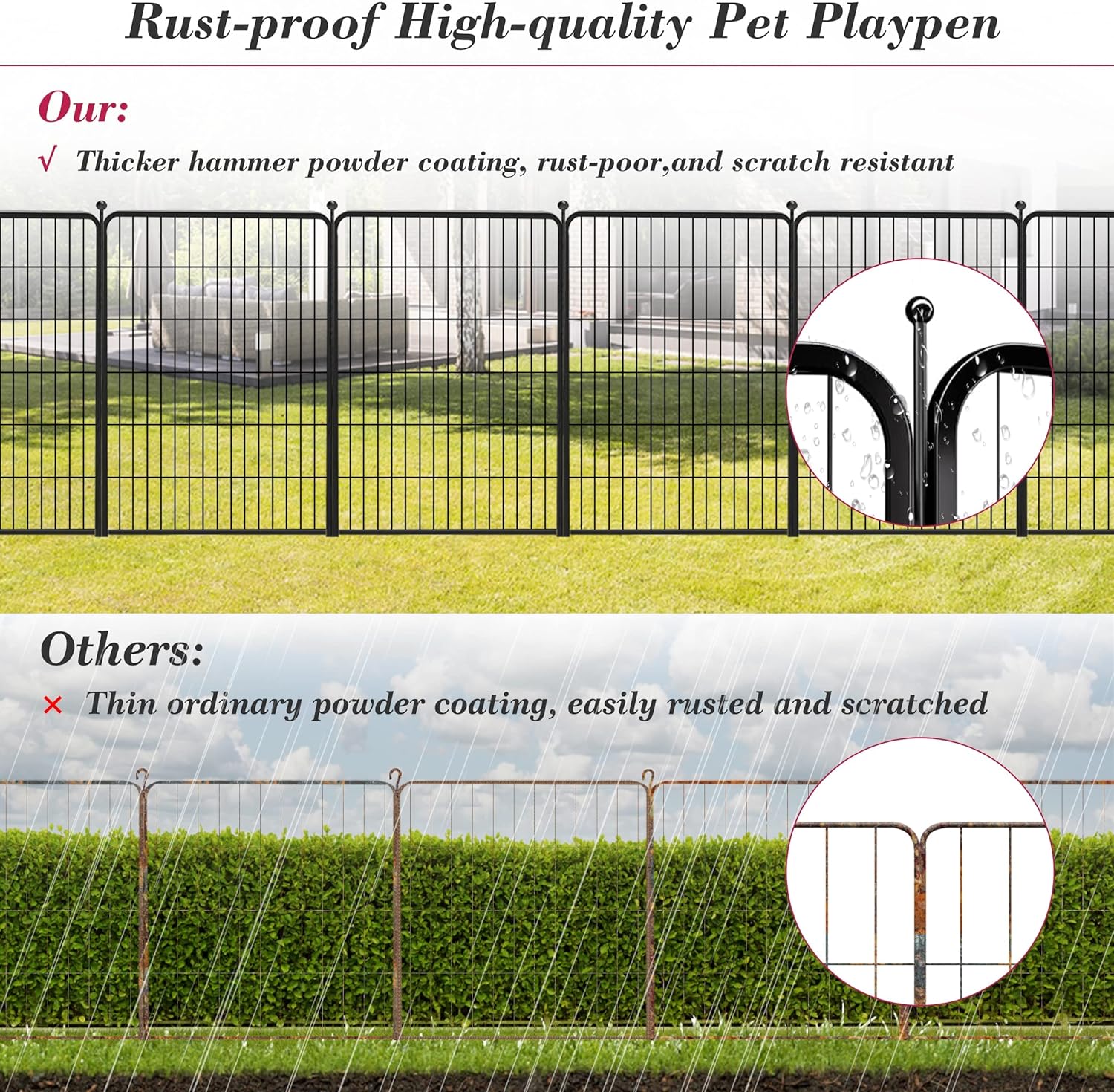 Dog Playpen 40 inch 8 Panels Dog Fence Outdoor for Yard, Indoor Dog Pen for Large/Medium/Small Dogs, Heavy Duty Puppy Playpen with Door Portable Pet Fence for RV Camping - Image 5