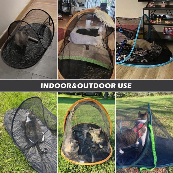 Cat Tent Outdoor, Pet Enclosure Tent Suitable for Cats and Small Animals, Indoor Playpen Portable Exercise Tent with Carry Bag(Dark Green) - Image 6