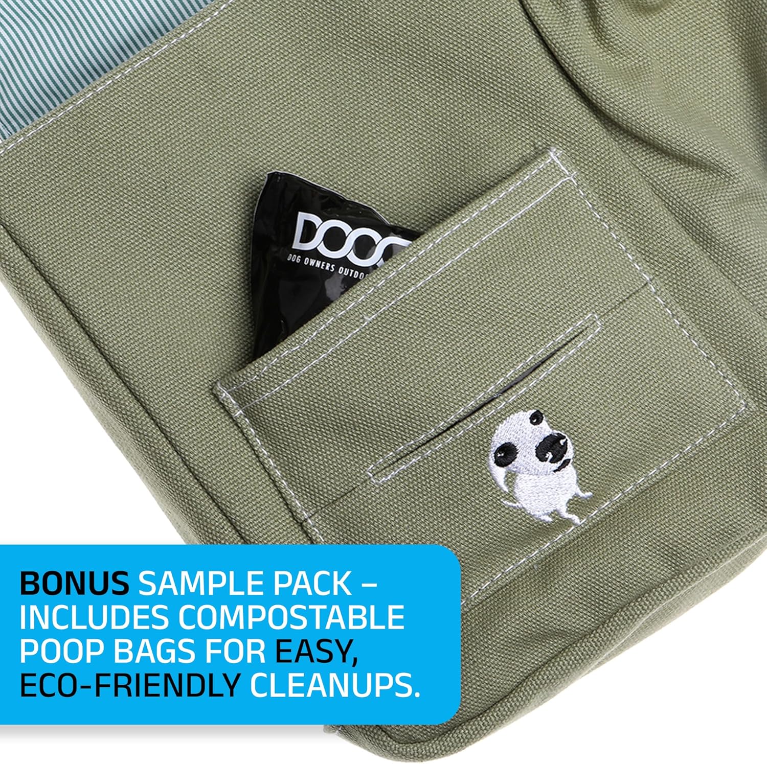 DOOG Walkie Bag - Adjustable Dog Treat Pouch Shoulder Bag with Poo Bag & Water Bottle Compartments - Comfort Fit for Everyday Use - Green - Image 3