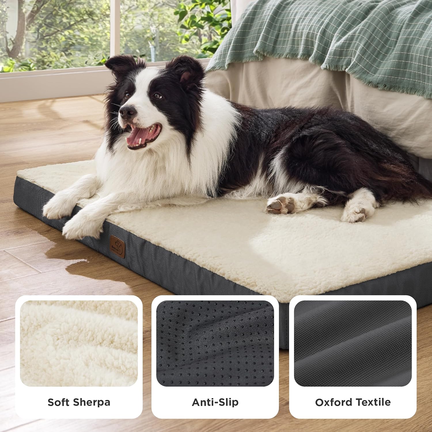 Bedsure Dog Beds Large Sized Dog - Orthopedic Flat Pet Beds with Removable Washable Cover, Egg Crate Foam Puppy Mat, Suitable for Pet Up to 65 lbs - Image 3