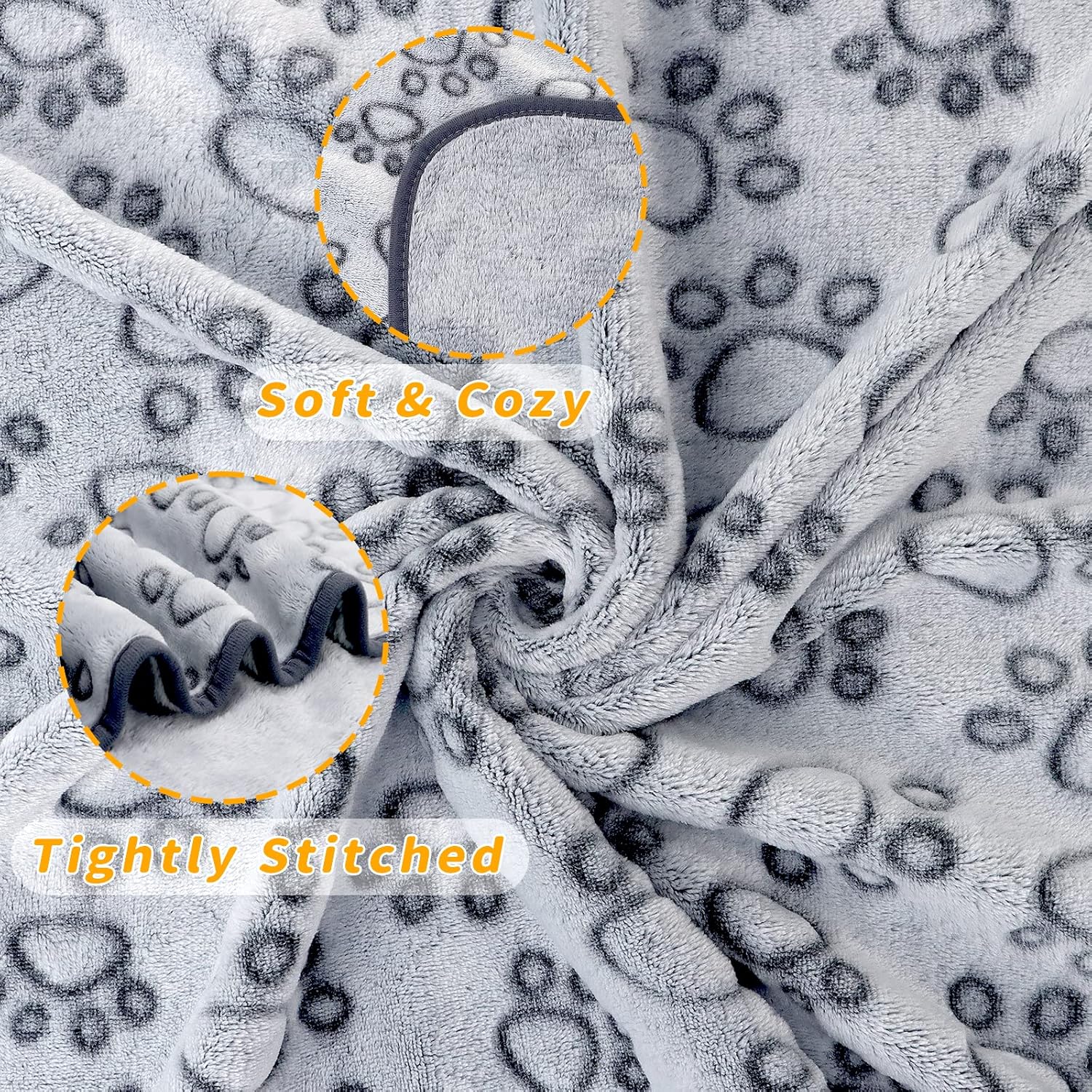LOKOZ Fleece Blanket for Small Medium Dogs - Washable Puppy Blanket with Cute Paw Print for Bed Couch Protection - Image 4