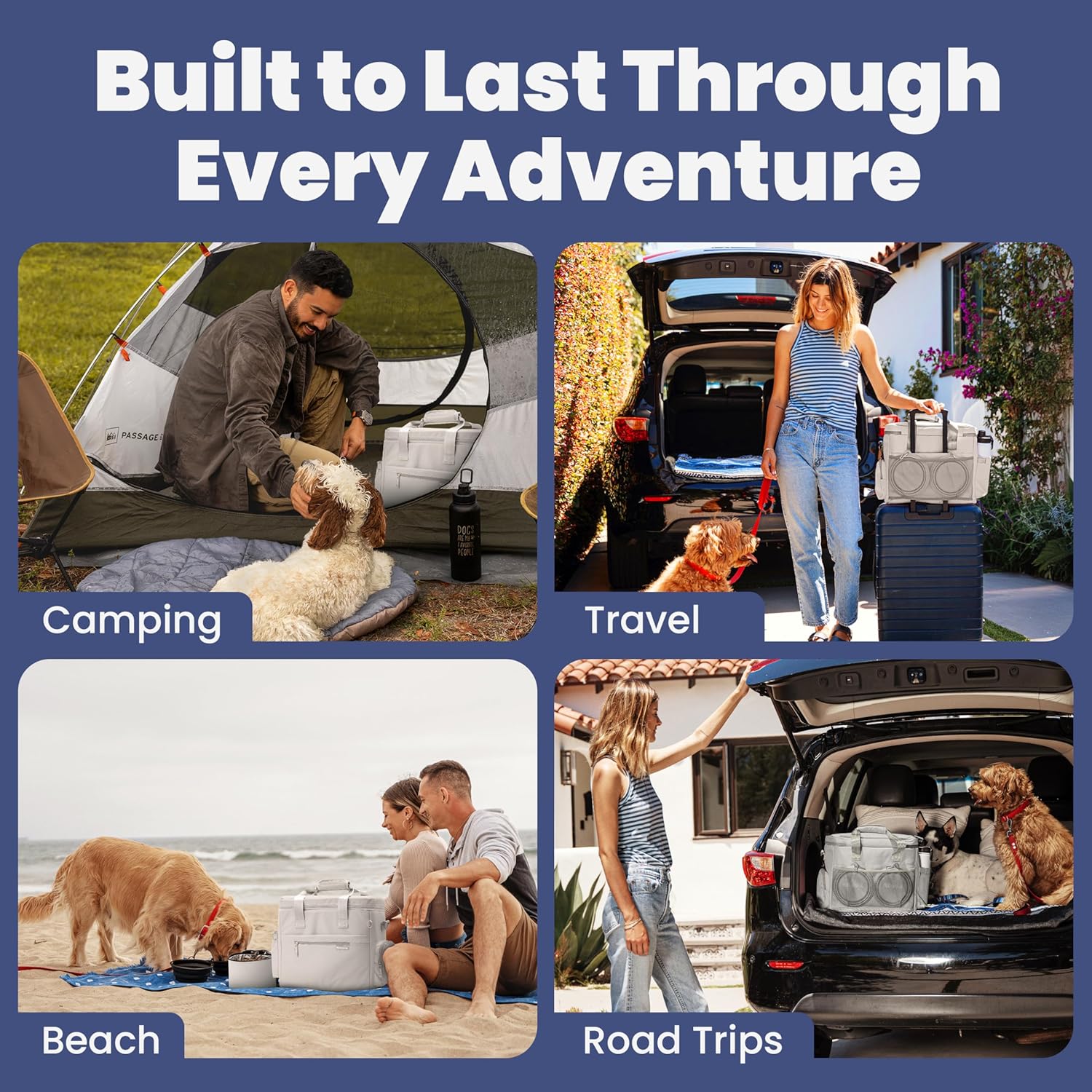 The Original Doggy Bag™ - Complete Dog Travel Bowl Bag for Supplies with 2 BPA-Free Travel Dog Bowls & 2 Food Containers - Traveling Kit for Road Trips, Camping, Weekend Away or Doggy Gift - Beige - Image 4