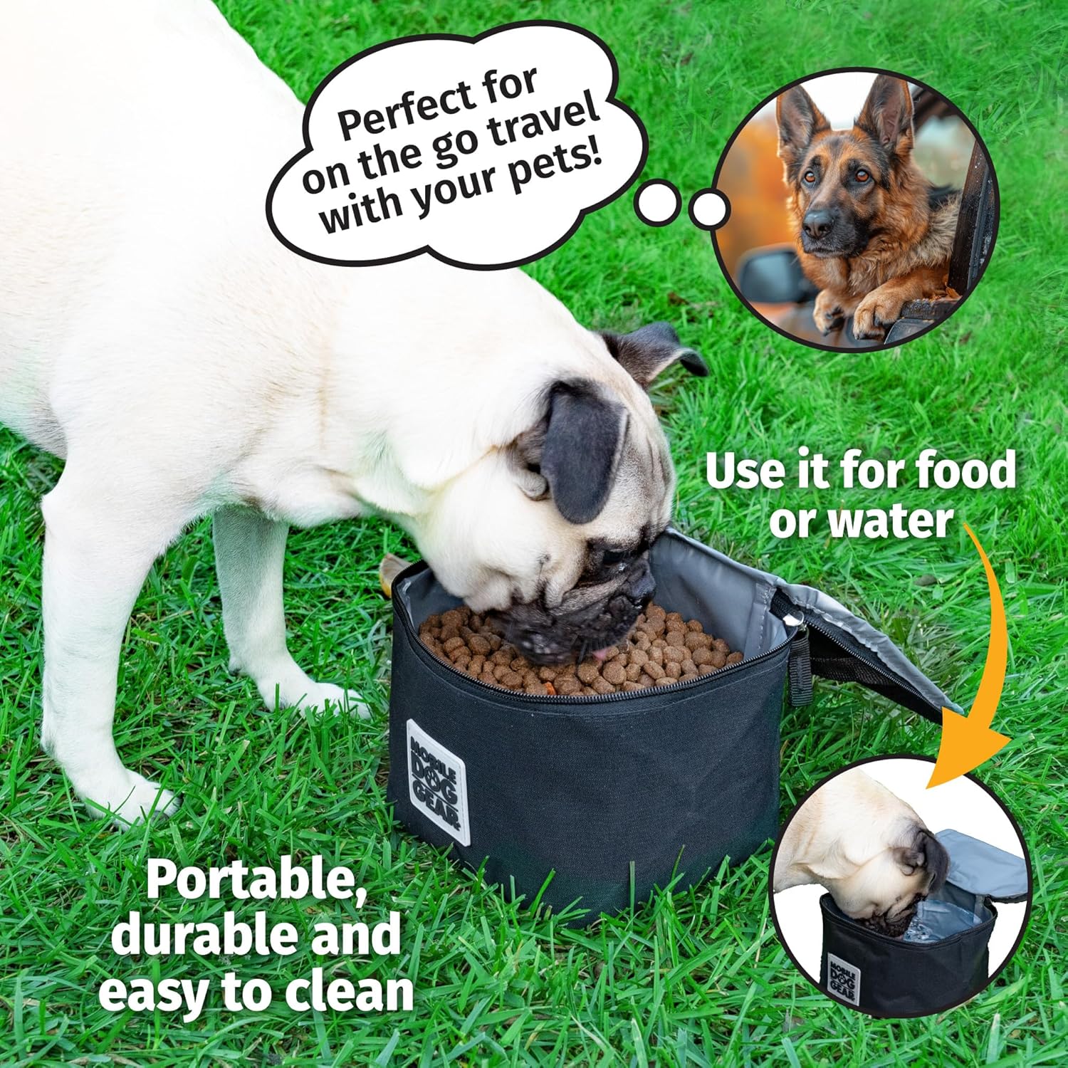 Mobile Dog Gear Pet Food Storage Containers (2 Pack, 15 Cups Each) - Insulated Dog Food Travel Bag & Treat Carrier - Keeps Food Fresh, Portable, Durable, Easy to Clean - Great for Camping & Day Trips - Image 6
