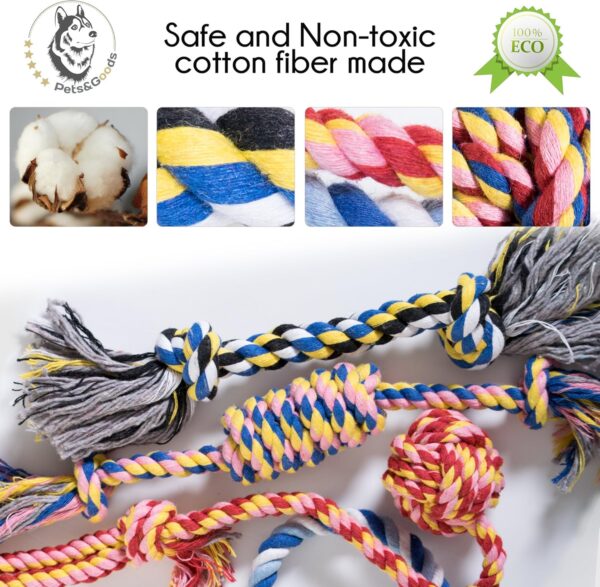 Pets&Goods Dog Chew Toys – 5-Pack Cotton Rope Tug & Teething Toy – Small/Medium Dog Chew Toy for Puppies & Adult Dogs – Interactive Tug of War Rope, Dental Cleaning, Boredom Buster – Multicolor - Image 2