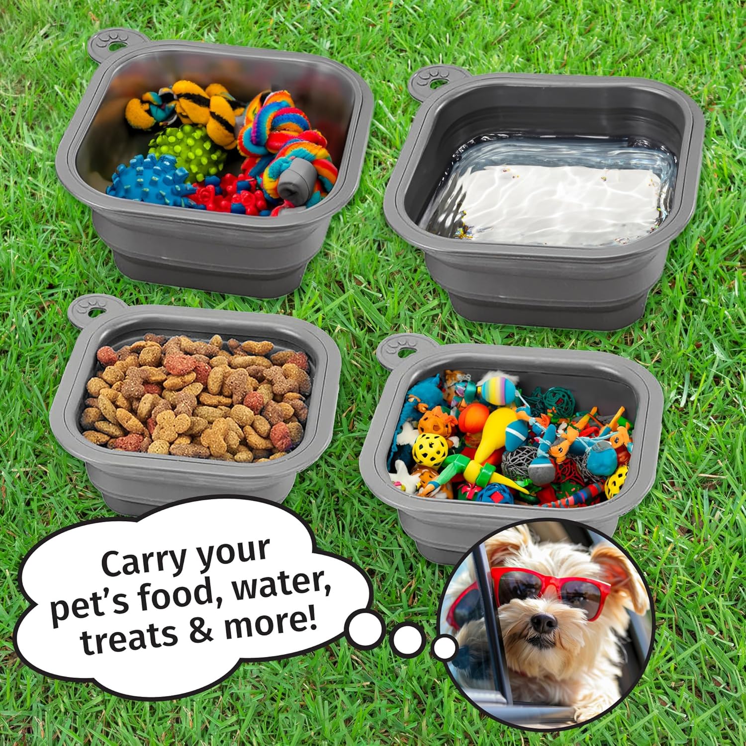 Mobile Dog Gear Large Collapsible Dog Water Bowls for Travel (Set of 2, 5 Cups Each) - Portable Foldable Bowl for Feeding Pets, Cats & Dogs - Easy to Clean Silicone Dish, Great for Camping & Traveling - Image 9