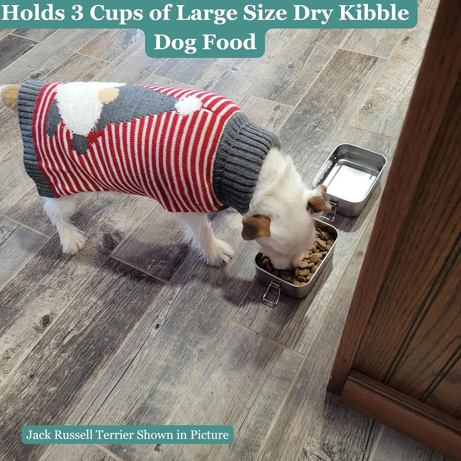 Stainless Steel Food Storage Container for Dogs and Cats, no Spill Rectangle Bowl with lid, Erasable Marker for Notes, 30 oz Portable Pet Travel Water Bowl, Holds Wet Food/Kibble, Medication Holder. - Image 6