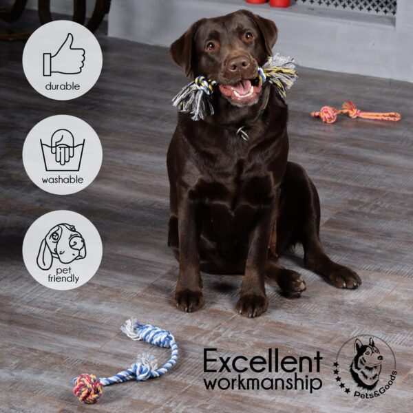 Pets&Goods Dog Chew Toys – 5-Pack Cotton Rope Tug & Teething Toy – Small/Medium Dog Chew Toy for Puppies & Adult Dogs – Interactive Tug of War Rope, Dental Cleaning, Boredom Buster – Multicolor - Image 6