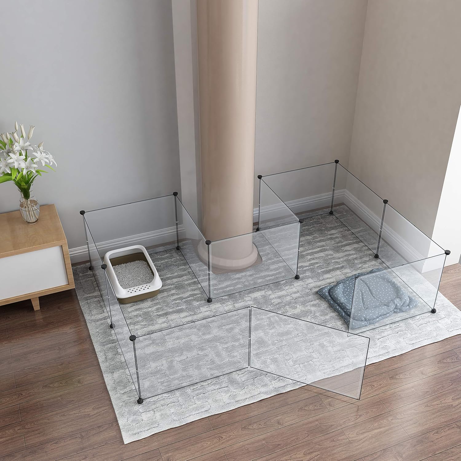 Tespo Pet Playpen, Portable Large Plastic Yard Fence Small Animals, Puppy Kennel Crate Fence Tent, 28 X 20 Inch, White, 12 Panels - Image 3