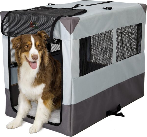 MidWest Homes for Pets Canine Camper Sportable, 42-inch Portable Tent Crate for Dogs, Soft-Sided, Folding Frame, Mesh Windows, Zip Door, Water-Resistant, Includes Pad