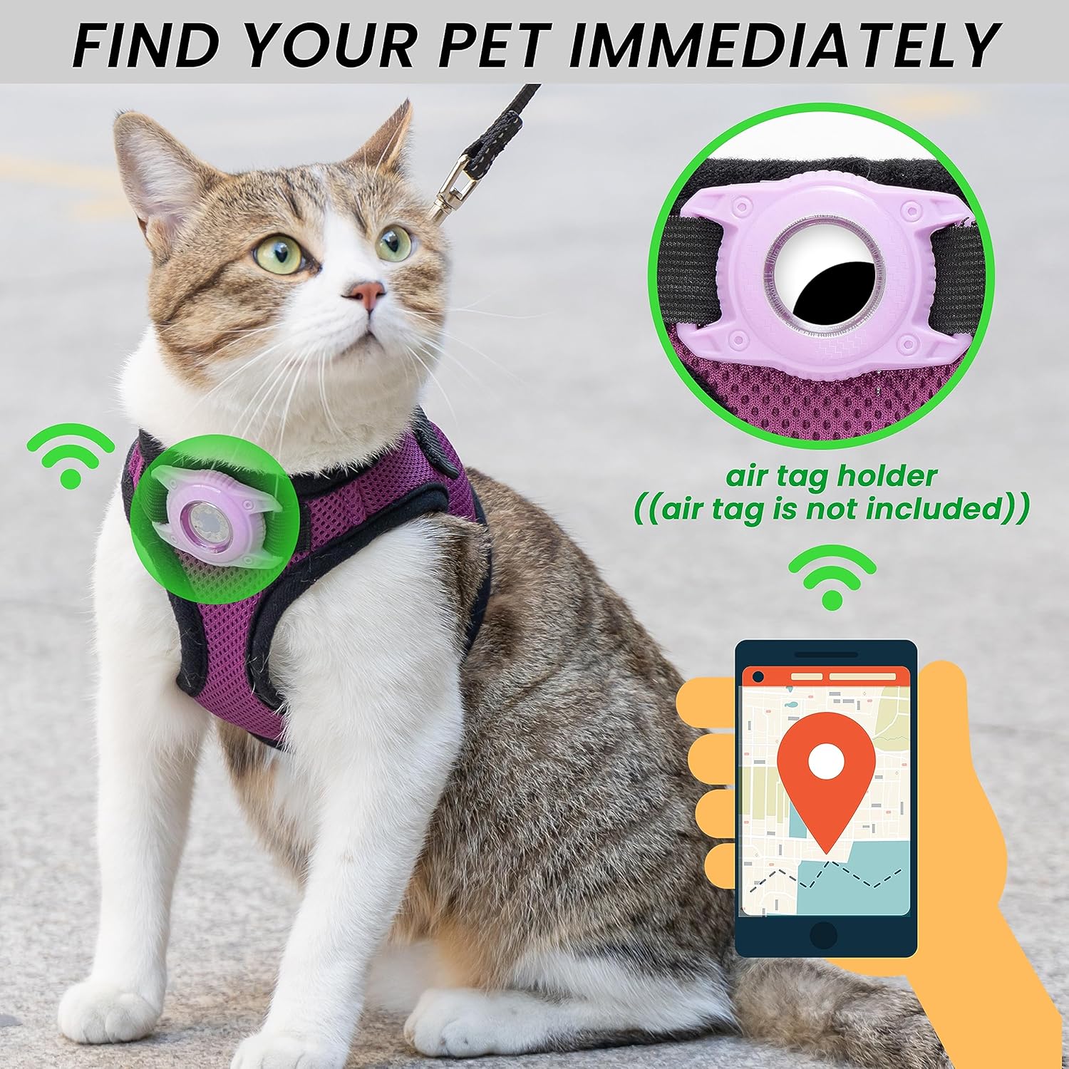 Dog Harness with Airtag Holder for Small Dogs, Puppy, Cats - No Pull Step in Small Dog Harness and Reflective Dog Leash Set for Walking Training Travel Grooming Outdoor - Image 3