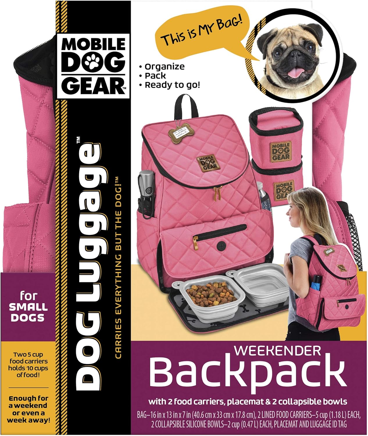 Mobile Dog Gear Unisex Weekender Backpack™ Pink One Size One Size - Image 8