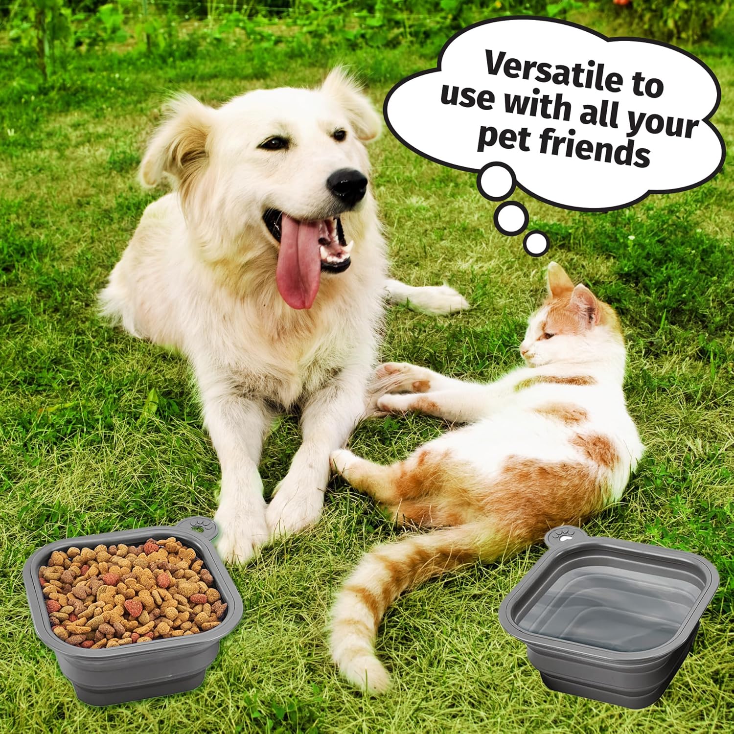 Mobile Dog Gear Large Collapsible Dog Water Bowls for Travel (Set of 2, 5 Cups Each) - Portable Foldable Bowl for Feeding Pets, Cats & Dogs - Easy to Clean Silicone Dish, Great for Camping & Traveling - Image 3