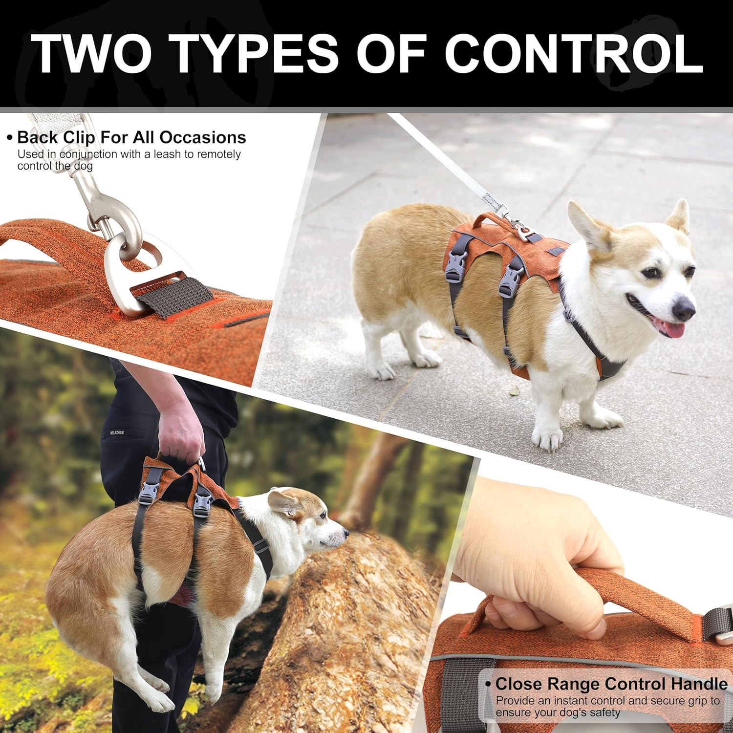 Escape Proof Dog Harness with Handle - Reflective Dog Vest,Lightweight Full Body Pet Harness Adjustable for Small Medium Dogs Walking,Training(Orange,Chest:16-27") - Image 3