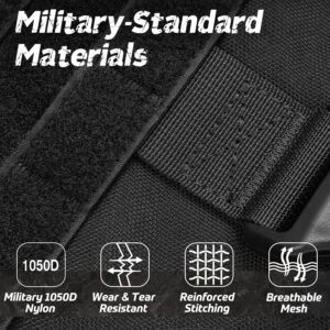 rabbitgoo Tactical Dog Harness for Large, Heavy Duty Pet Harness with Handle, No-Pull Service Vest Large Breed, Adjustable Military Dog Vest for Training Hunting Walking, Black, L