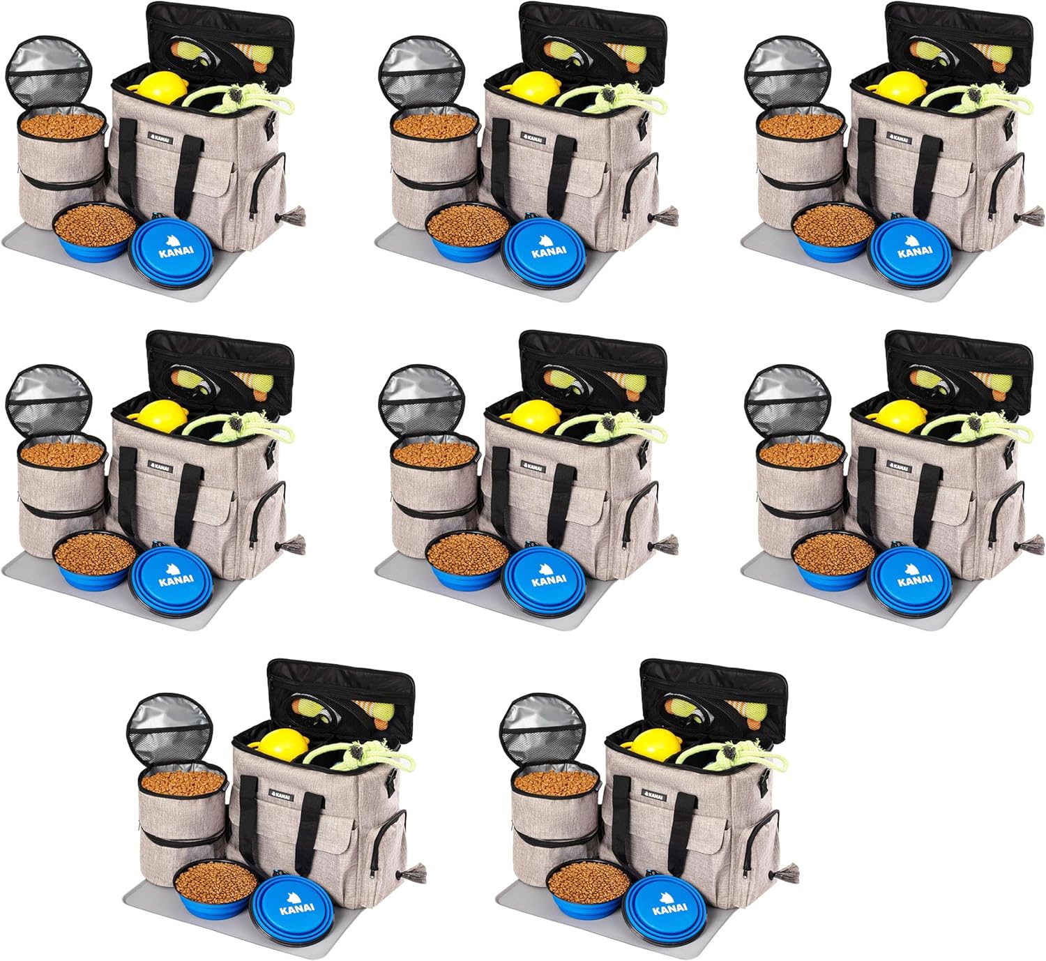 8-Pack – Pet Travel Relief Bundle – 6-in-1 Organizer Kit for Dogs – Collapsible Bowls, Containers, Mat, and Storage Bag - Image 3