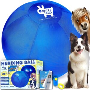 Race&Herd 25" Original XXL Herding Ball for Dogs - Giant Herding Dog Ball Australian Shepherds, Herding Toys, Dog Training Toy for Medium Breeds, Dog Toy for Outdoor Play (for Medium Dogs, Blue)