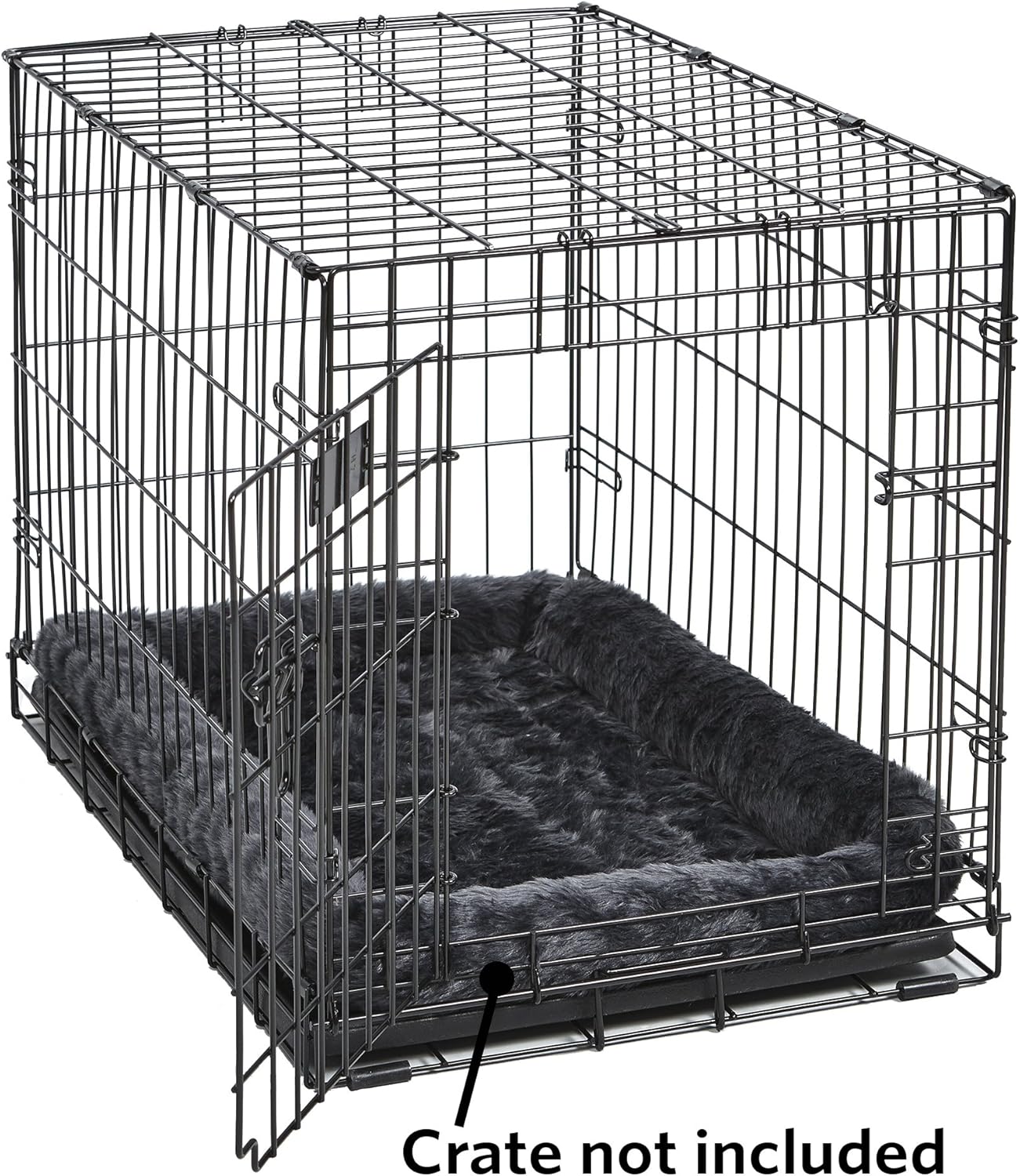 MidWest Homes for Pets QuietTime Dog Bed – Gray Faux Fur Bolster, Ultra-Soft and Machine Washable, Fits 42-Inch Crates and Carriers, for Large Breed Dogs - Image 3