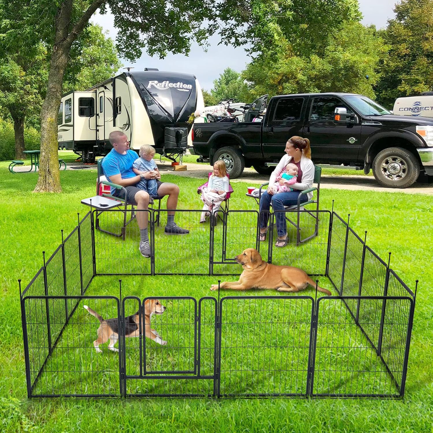 TMEE Dog Playpen, 40" Height 16 Panels Outdoor Dog Fence Pet Play Pen, Puppy Pens for Large/Medium/Small Dogs, Ideal for RV, Camping, Yard, Indoor - Image 2
