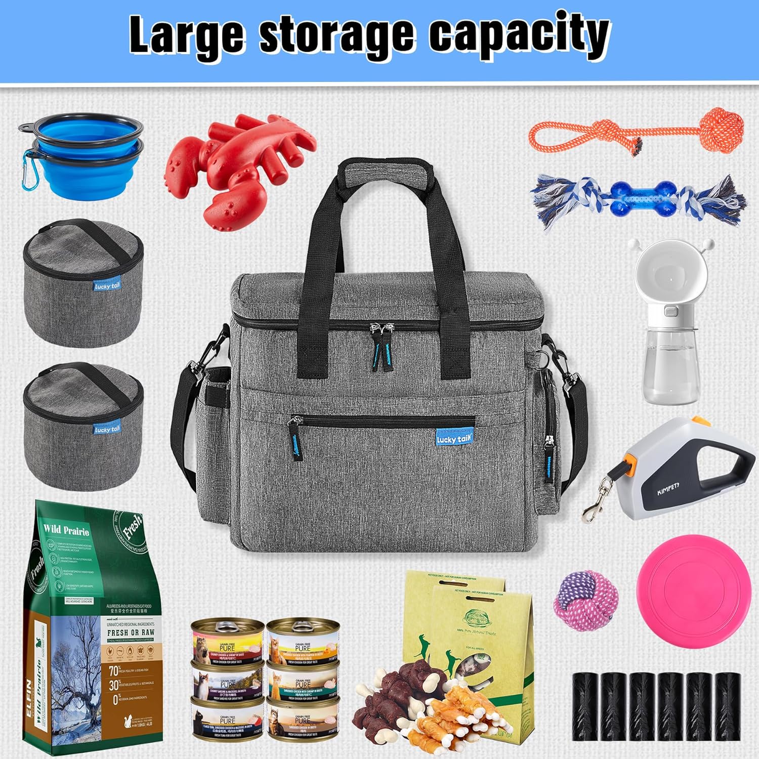 MEDHOPET Dog Travel Bag Backpack, Airline Approved Organizer with Multi-Function Pockets, Pet Travel Backpack with 2 Silicone Collapsible Bowls and 2 Food Baskets - Image 3