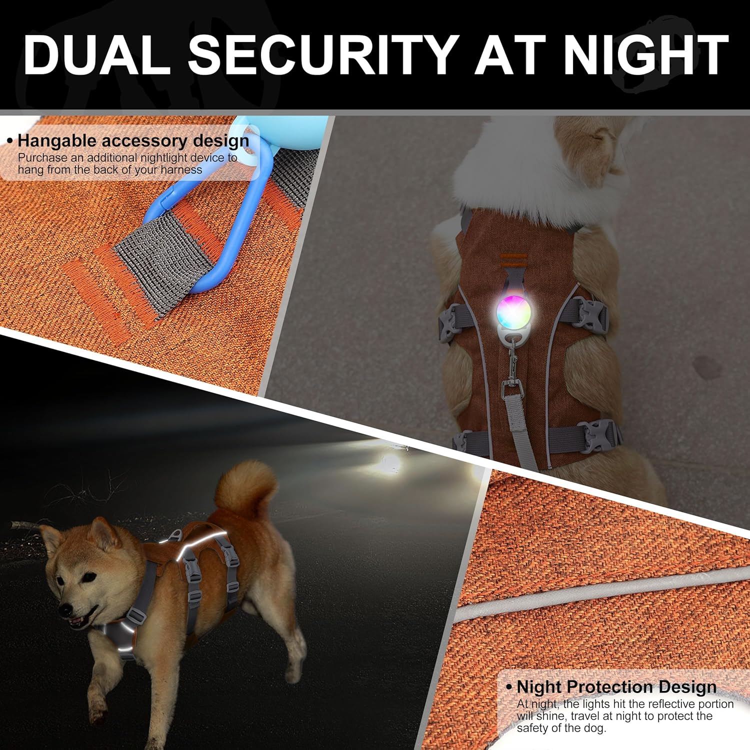 Escape Proof Dog Harness with Handle - Reflective Dog Vest,Lightweight Full Body Pet Harness Adjustable for Small Medium Dogs Walking,Training(Orange,Chest:16-27") - Image 4