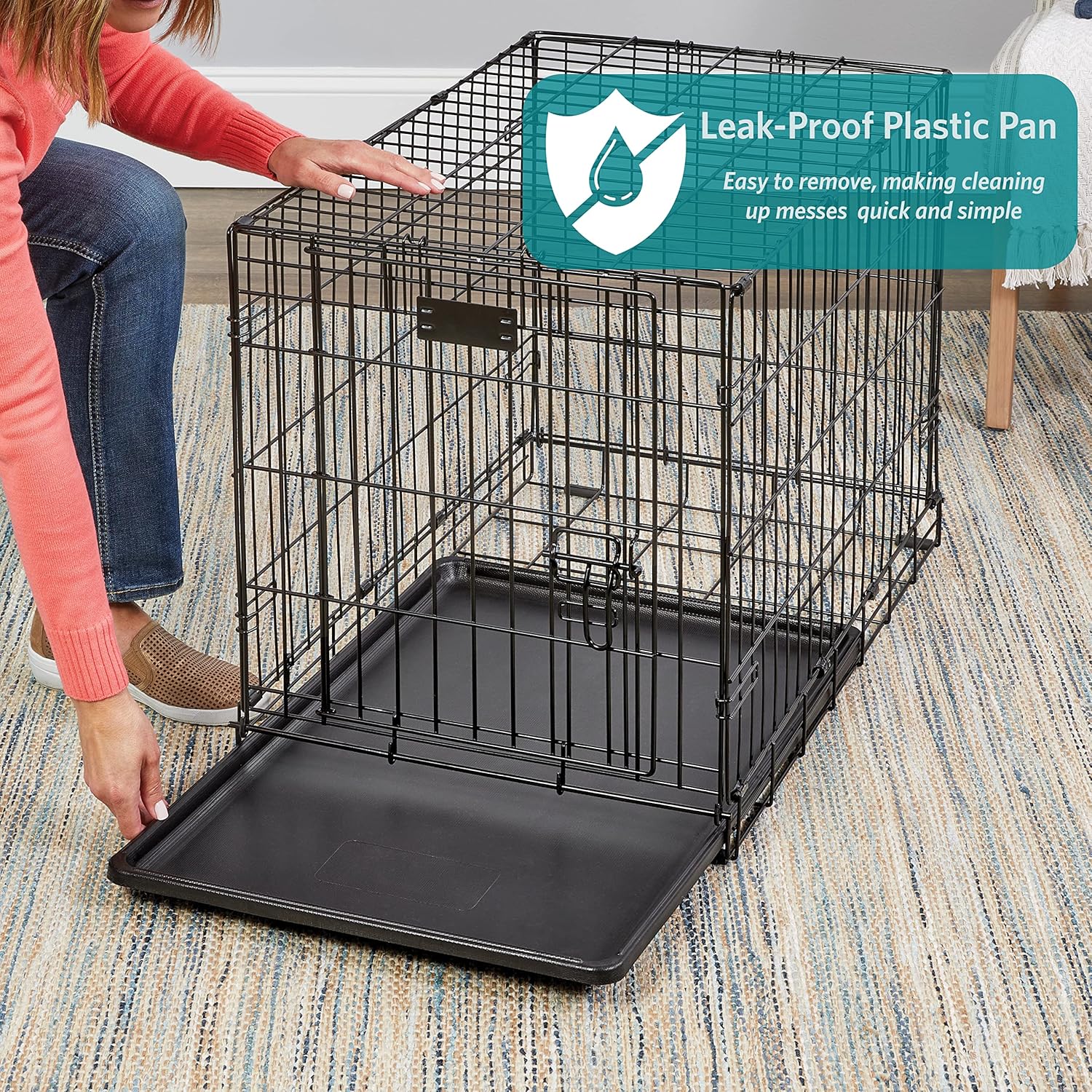 MidWest Homes for Pets 48-Inch Two-Door iCrate Folding Dog Crate with Divider Panel, Leak-Proof Tray & Secure Latches – Metal Wire Kennel for XL Breeds – Portable, Durable & Easy to Assemble - Image 4