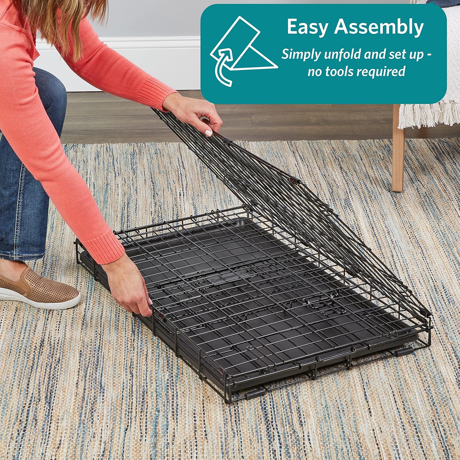 MidWest Homes for Pets 48-Inch Two-Door iCrate Folding Dog Crate with Divider Panel, Leak-Proof Tray & Secure Latches – Metal Wire Kennel for XL Breeds – Portable, Durable & Easy to Assemble - Image 5