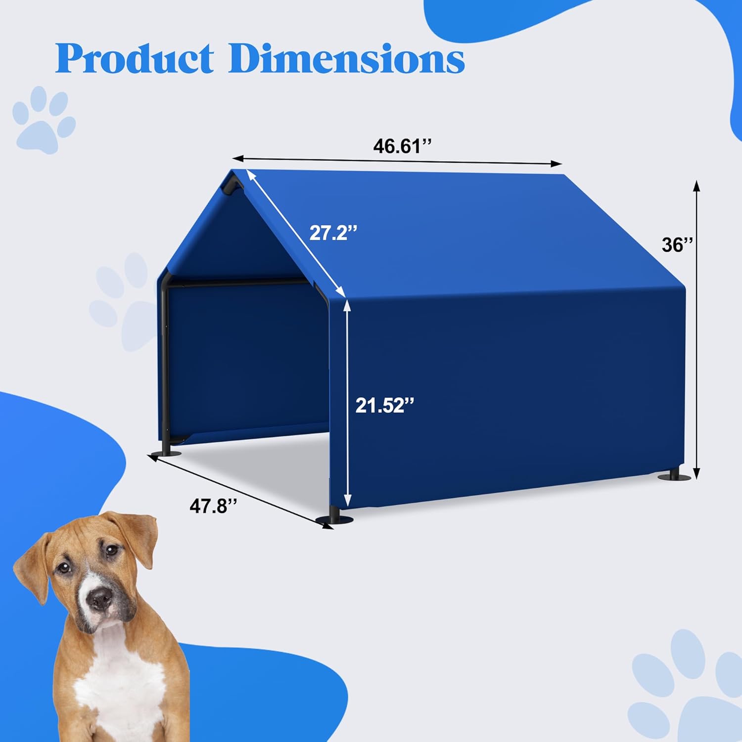 Outdoor Dog House Tent for Portable Use, Dog Shade Shelter Outdoor Tent, Water Resistant Shelter for Shade Protection in Garden, Patio, Backyard (Blue) - Image 2