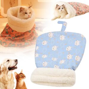 Cozy Pet Nest for Cats and Dogs, 2025 New Cat Bed Soft Cat Dog Sleeping Bag, Portable Warm Feline Bed Pet Nest Small Dog Cat Bed for All Seasons Indoors (Blue, 18x22in)
