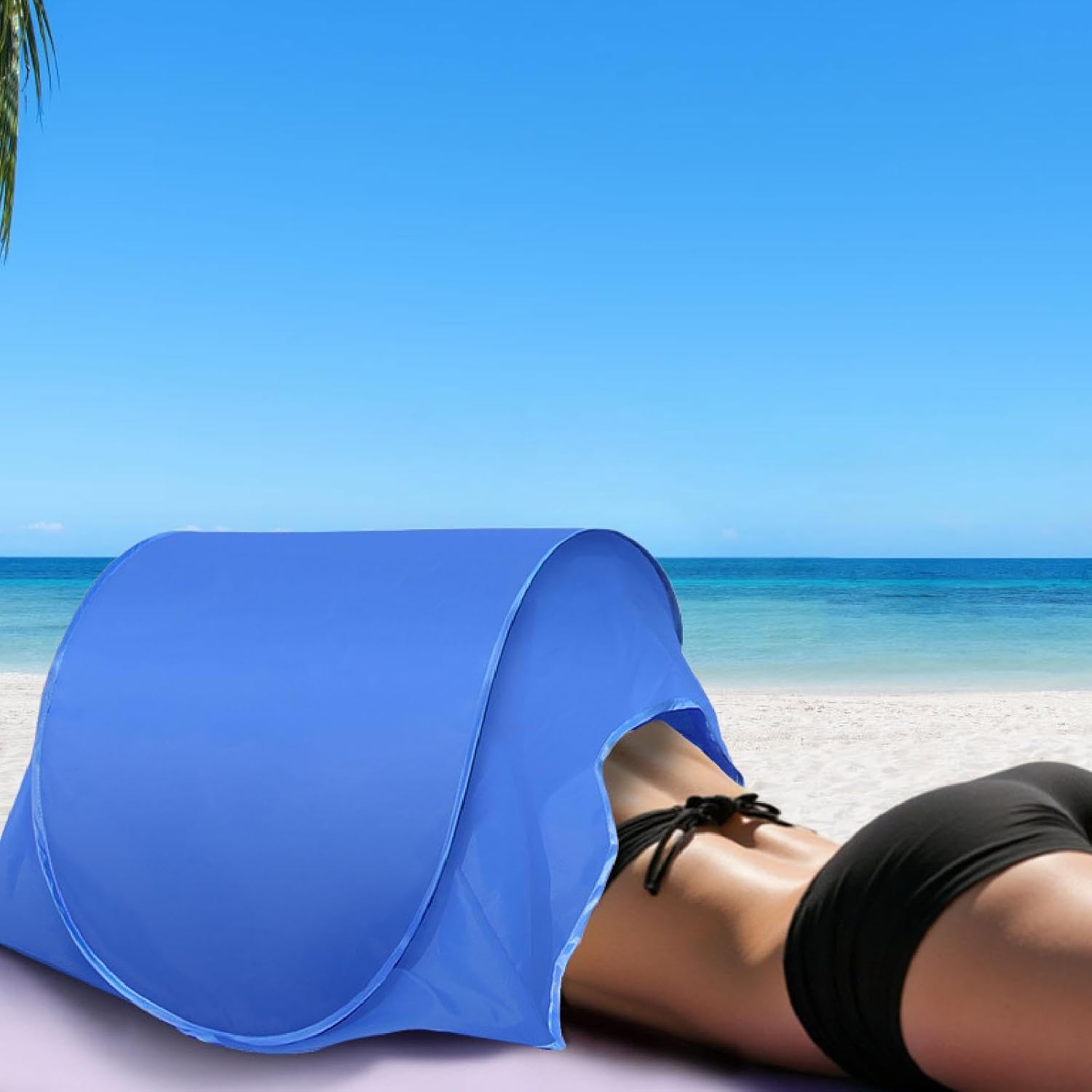 Mini Beach Instant Canopy Zipper with Head Shade Automatic Shade Tent for Fishing Outdoor Dog Pet, Blue - Image 6