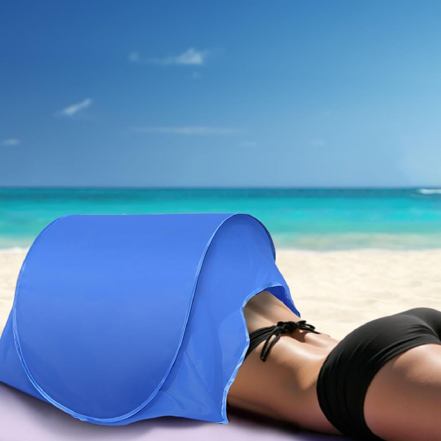 Mini Beach Instant Canopy Zipper with Head Shade Automatic Shade Tent for Fishing Outdoor Dog Pet, Blue - Image 7