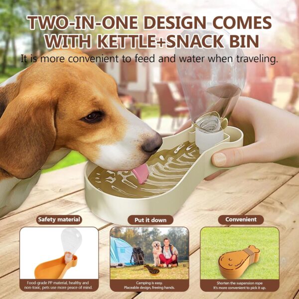 Portable Dog Water Bottle with Food Container, Leak Proof Travel Puppy Water Dispenser, Dog Walking Accessories for Small Dogs & Cats - Pet Water Bottle & Bowl Set (5.3 Oz, [Yellow]) - Image 6