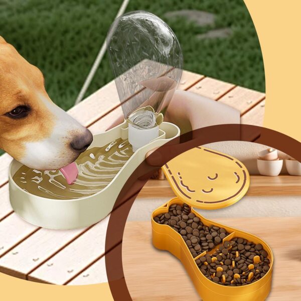 Portable Dog Water Bottle with Food Container, Leak Proof Travel Puppy Water Dispenser, Dog Walking Accessories for Small Dogs & Cats - Pet Water Bottle & Bowl Set (5.3 Oz, [Yellow]) - Image 7