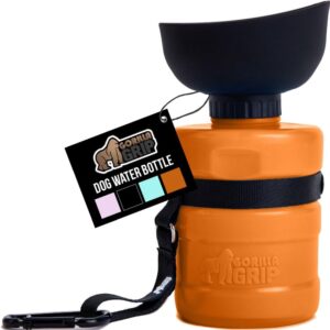 GORILLA GRIP Dog Water Bottle, Portable Water Bowl Dispenser for Dogs, 12 oz Leak Proof Pet Travel Squeeze Bottles, Food Grade Silicone, To Go Puppy Essentials, Hiking Camping Trip Accessories, Orange
