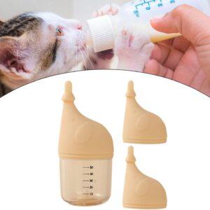 Feeding Kit for Kittens, Milk Bottle 1.7oz with Interchangeable Nipples for Small Pets, Orange Yellow