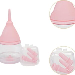 Kitten Bottle Feeding Kit,Replaceable Nipples Pet Supplies Pet Feeder 35ml Milk Bottle for Small Animals,Drinking,Puppy,Doggy, Pink