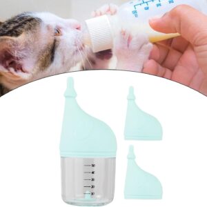 Feeding Kit for Kittens, Milk Bottle 1.7oz with Interchangeable Nipples for Small Pets, Blue