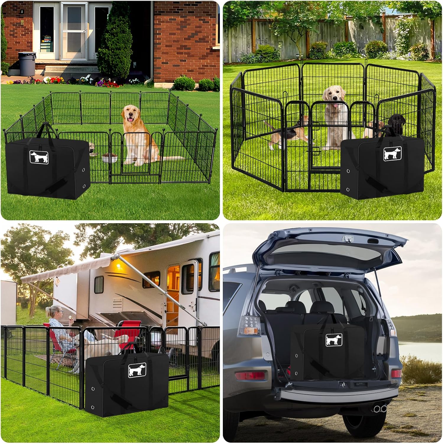 SIRUITON Dog Playpen Storage Bag Fits 24" H 8 Panels and 9 Stakes, Heavy Duty 600D Oxford Fabric Dog Fence Travel Bag Suitable for Foldable Exercise Pet Playpen with Reinforced Double Handles. - Image 6