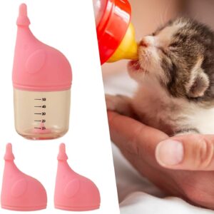 Kitten Bottle Feeding Kit Replaceable Nipples Kitten Milk Bottle for Newborn Pet, Pink