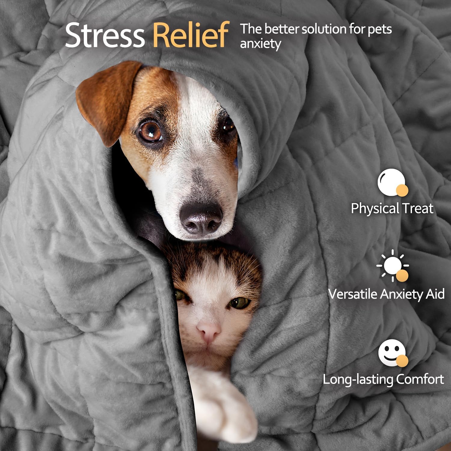 LaSyL Weighted Blanket for Pets | Thunder Blanket for Dogs Anxiety | Premium Soft Minky | Relaxation & Calming & Anti Anxiety | Used in Car, Bed, Couch | Dark Grey, Washable Large 40" L x 47" W - Image 3