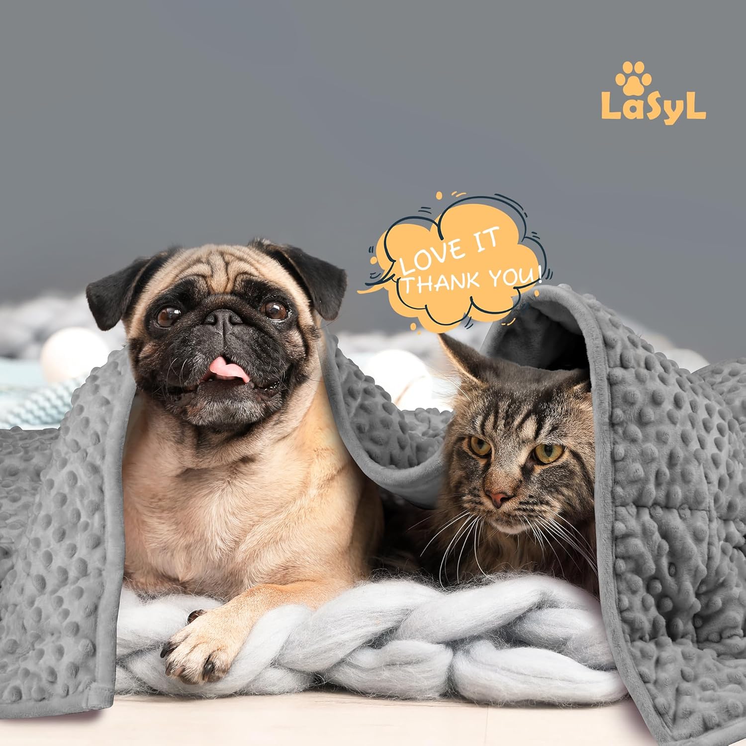 LaSyL Weighted Blanket for Pets | Thunder Blanket for Dogs Anxiety | Premium Soft Minky | Relaxation & Calming & Anti Anxiety | Used in Car, Bed, Couch | Dark Grey, Washable Large 40" L x 47" W - Image 7